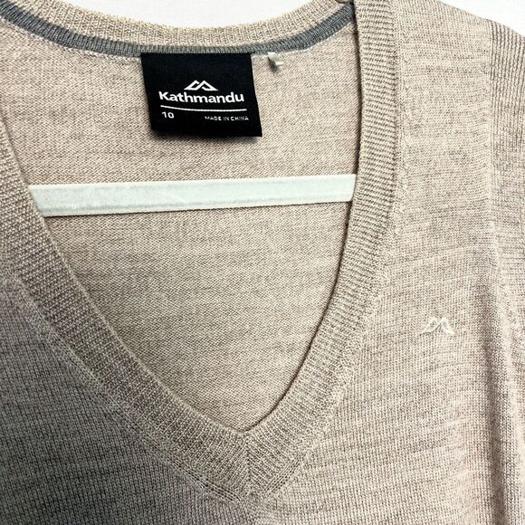 Kathmandu Jumper Womens Sz 10 Blue Merino Wool Long Sleeve V Neck Ribbed Sweater - Picture 3 of 8